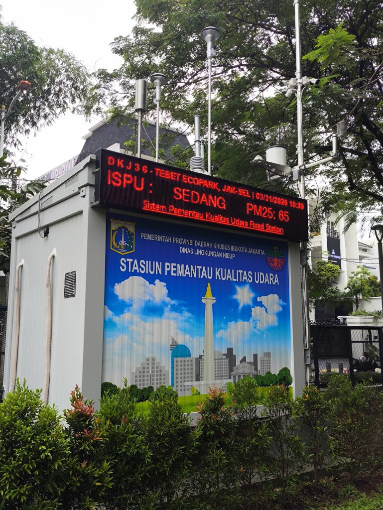 Stasiun pemantau kualitas udara (AQMS) di Tebet Eco park